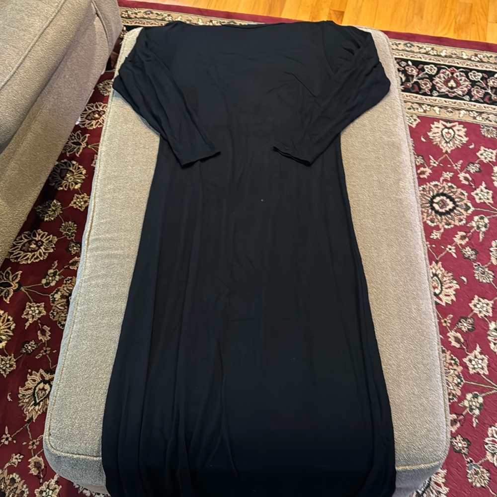 BB Design Jytte Meilvang Solid Black Viscose Long Dress Size XS (TD)
